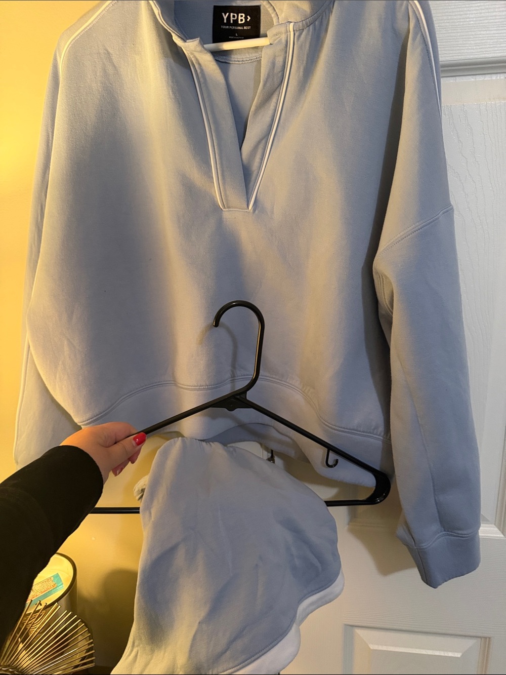 YPB Light Blue Pullover Sweatshirt and shorts size large